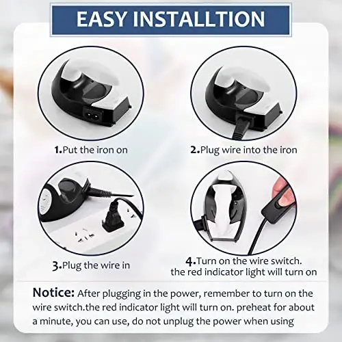 Honoson Mini Craft Iron Mini Heat Press Small Iron 3.93 x 2.36 x 2.76 in Portable Handy Tiny Flatiron with Charging Base Accessory for Fuse Bead Patch DIY Heat Transfer Vinyl(Black) - 3