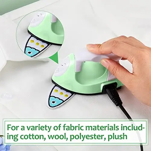 Honoson Mini Craft Iron Mini Heat Press Small Iron 3.93 x 2.36 x 2.76 in Portable Handy Tiny Flatiron with Charging Base Accessory for Fuse Bead Patch DIY Heat Transfer Vinyl(Light Green) - 6