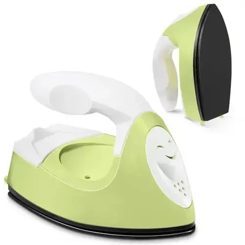 Honoson Mini Craft Iron Mini Heat Press Small Iron 3.93 x 2.36 x 2.76 in Portable Handy Tiny Flatiron with Charging Base Accessory for Fuse Bead Patch DIY Heat Transfer Vinyl(Fruit Green) - 1