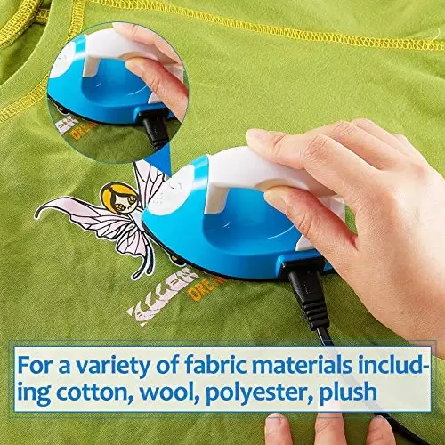 Honoson Mini Craft Iron Mini Heat Press Small Iron 3.93 x 2.36 x 2.76 in Portable Handy Tiny Flatiron with Charging Base Accessory for Fuse Bead Patch DIY Heat Transfer Vinyl(Blue) - 6