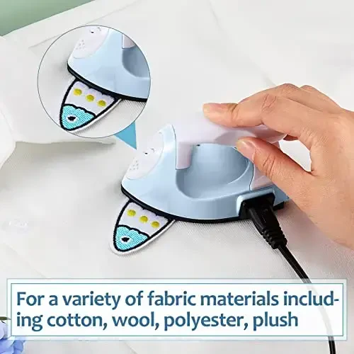 Honoson Mini Craft Iron Mini Heat Press Kichkina Dazmol 3.93 x 2.36 x 2.76 dyuymli Portativ Qulay Tiny Flatiron Zaryadlash bazasi bilan Fuse Bead Patch DIY Issiqlik o'tkazgich Vinil uchun (Och ko'k) - 6