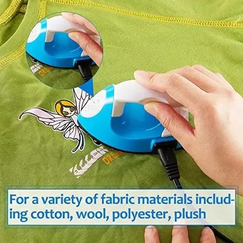 Honoson Mini Craft Iron Mini Heat Press Small Iron 3.93 x 2.36 x 2.76 in Portable Handy Tiny Flatiron with Charging Base Accessory for Fuse Bead Patch DIY Heat Transfer Vinyl(Blue) - 6