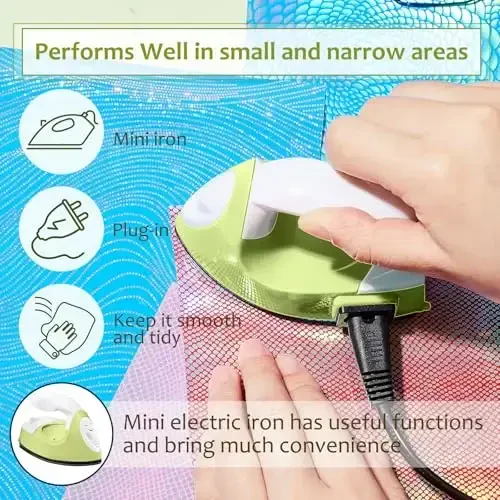 Honoson Mini Craft Iron Mini Heat Press Small Iron 3.93 x 2.36 x 2.76 in Portable Handy Tiny Flatiron with Charging Base Accessory for Fuse Bead Patch DIY Heat Transfer Vinyl(Fruit Green) - 4