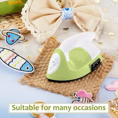 Honoson Mini Craft Iron Mini Heat Press Small Iron 3.93 x 2.36 x 2.76 in Portable Handy Tiny Flatiron with Charging Base Accessory for Fuse Bead Patch DIY Heat Transfer Vinyl(Fruit Green) - 6