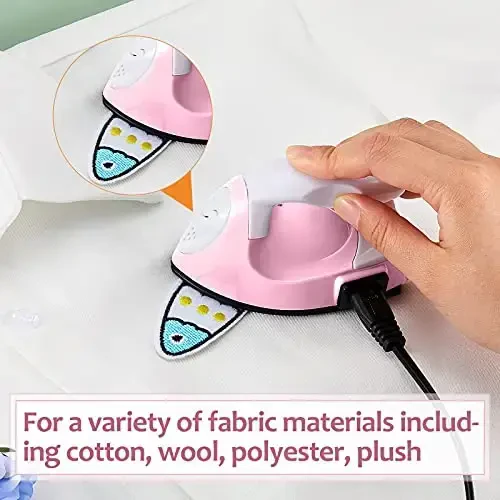 Honoson Mini Craft Iron Mini Heat Press Small Iron 3.93 x 2.36 x 2.76 in Portable Handy Tiny Flatiron with Charging Base Accessory for Fuse Bead Patch DIY Heat Transfer Vinyl(Light Pink) - 6