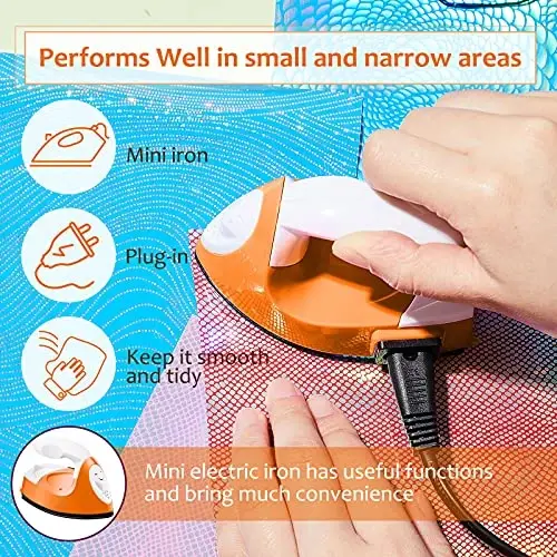 Honoson Mini Craft Iron Mini Heat Press Small Iron 3.93 x 2.36 x 2.76 in Portable Handy Tiny Flatiron with Charging Base Accessory for Fuse Bead Patch DIY Heat Transfer Vinyl(Orange) - 4
