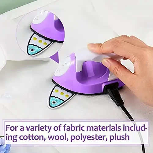 Honoson Mini Craft Iron Mini Heat Press Small Iron 3.93 x 2.36 x 2.76 in Portable Handy Tiny Flatiron with Charging Base Accessory for Fuse Bead Patch DIY Heat Transfer Vinyl(Purple) - 6
