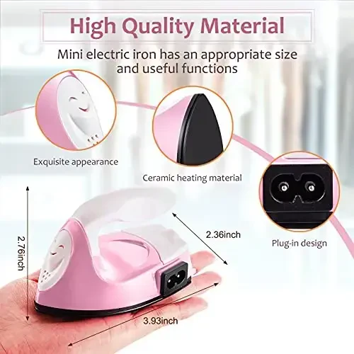 Honoson Mini Craft Iron Mini Issiq Press Kichik Dazmol 3.93 x 2.36 x 2.76 dyuym Portativ Qulay Tiny Dazmol Zaryadlash Bazasi Bilan Fuse Bead Patch DIY Issiqlik Uzatish Vinil uchun Aksessuar (Och Pushti) - HONOSON (1)