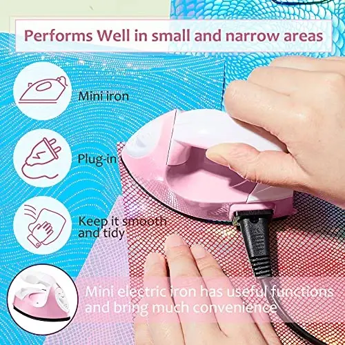 Honoson Mini Craft Iron Mini Issiq Press Kichik Dazmol 3.93 x 2.36 x 2.76 dyuym Portativ Qulay Tiny Dazmol Zaryadlash Bazasi Bilan Fuse Bead Patch DIY Issiqlik Uzatish Vinil uchun Aksessuar (Och Pushti) - 4