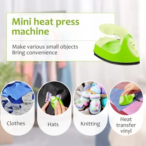 Honoson Mini Craft Iron Mini Issiq Press Kichik Dazmol 3.93 x 2.36 x 2.76 in Portativ Qo'l Dazmol Fuse Bead Patch DIY Issiqlik Uzatish Vinil (Yashil Seriya) uchun Zaryadlash Bazasi Aksessuari bilan - 4