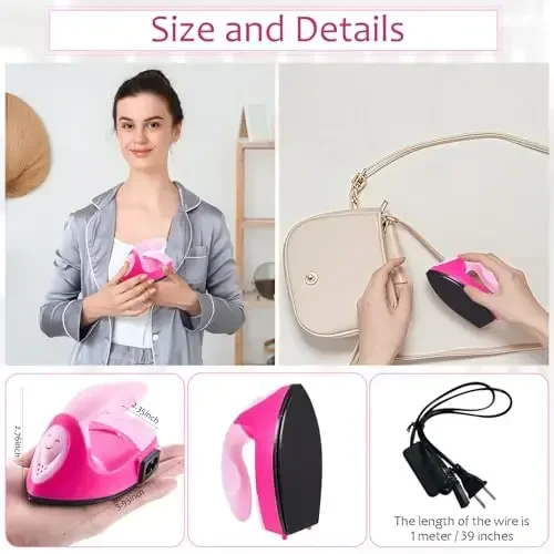 Honoson Mini Craft Iron Mini Issiq Press Kichkina Dazmol 3.93 x 2.36 x 2.76 dyuym Portativ Qulay Kichik Dazmol Zaryadlash Bazasi Aksessuari Fuse Bead Patch DIY Issiqlik Transfer Vinil (Pushti, Ochiq Pushti) - HONOSON (1)