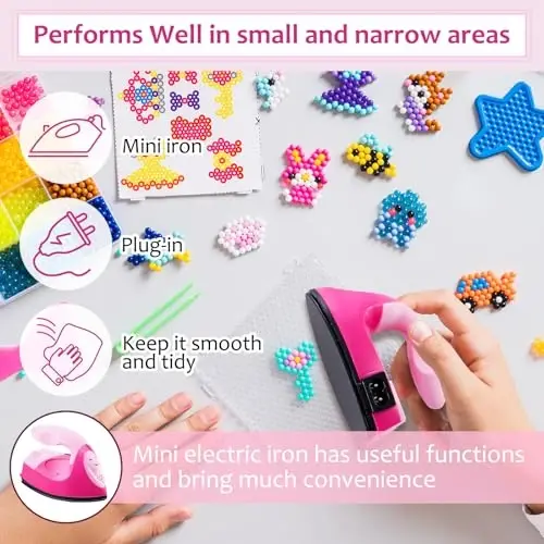 Honoson Mini Craft Iron Mini Issiq Press Kichkina Dazmol 3.93 x 2.36 x 2.76 dyuym Portativ Qulay Kichik Dazmol Zaryadlash Bazasi Aksessuari Fuse Bead Patch DIY Issiqlik Transfer Vinil (Pushti, Ochiq Pushti) - 4