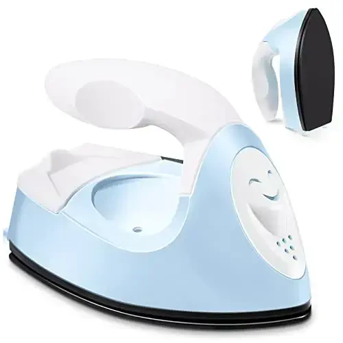 Honoson Mini Craft Iron Mini Issiq Press Kichkina Dazmol 3.93 x 2.36 x 2.76 in Portativ Qulay Kichik Dazmol Zaryadlovchi Baza Aksessuari Fuse Bead Patch DIY Issiqlik O'tkazuvchi Vinil (Och Ko'k) - 1