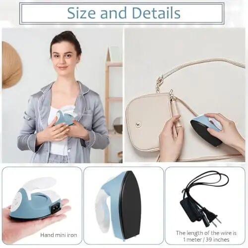 Honoson Mini Craft Iron with Charging Base Tiny, Dusty Blue | Portable Press for Fuse Bead Patch Vinyl Crafts, Compact Flatiron 3.93x2.36x2.76 Size, Perfect for DIY Heat Transfer Projects - 4