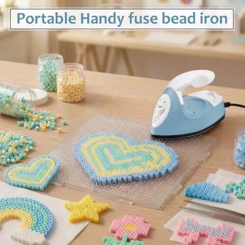 Honoson Mini Craft Iron with Charging Base Tiny, Dusty Blue | Portable Press for Fuse Bead Patch Vinyl Crafts, Compact Flatiron 3.93x2.36x2.76 Size, Perfect for DIY Heat Transfer Projects - 5