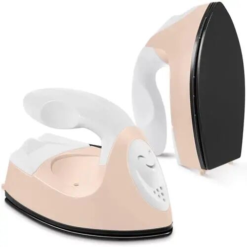 Honoson Mini Craft Iron with Charging Base Tiny,Light Khaki | Portable Press for Fuse Bead Patch Vinyl Crafts, Compact Flatiron 3.93x2.36x2.76 Size, Perfect for DIY Heat Transfer Projects - HONOSON