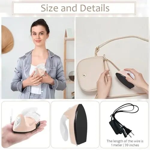 Honoson Mini Craft Iron with Charging Base Tiny,Light Khaki | Portable Press for Fuse Bead Patch Vinyl Crafts, Compact Flatiron 3.93x2.36x2.76 Size, Perfect for DIY Heat Transfer Projects - 3