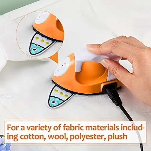 Honoson Mini Craft Iron Mini Heat Press Small Iron 3.93 x 2.36 x 2.76 in Portable Handy Tiny Flatiron with Charging Base Accessory for Fuse Bead Patch DIY Heat Transfer Vinyl(Orange) - 6