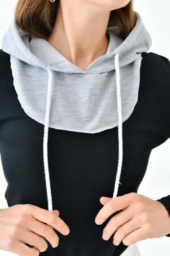 Hood Hat Shawl Beanie Headscarf Thermal Headgear Headband Warm Sports Headband Neck Gaiter Drawstring-gray - 8