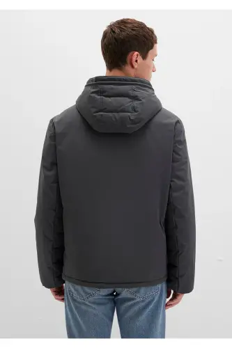 Hooded Anthracite Puffer Jacket - 5