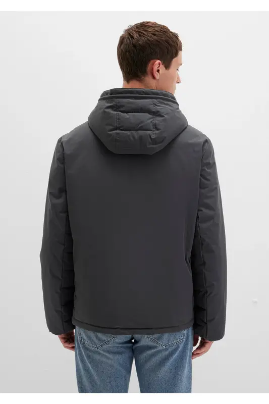 Hooded Anthracite Puffer Jacket - 5