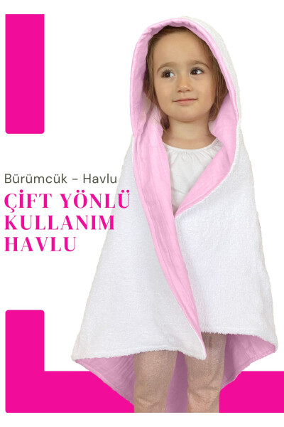 Hooded Baby Toddler Towel Muslin Swaddle Bath Towel Cotton Beach Towel Double Sided Use - 9