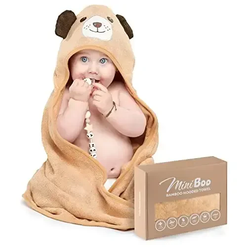 Hooded Baby Towels for Newborn & Toddler - Super Soft Baby Bath Towels with Hood, Highly Absorbent Viscose Made from Bamboo Hooded Towel for Boys, Girls, Newborn Essentials. - 1
