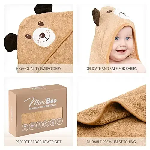Hooded Baby Towels for Newborn & Toddler - Super Soft Baby Bath Towels with Hood, Highly Absorbent Viscose Made from Bamboo Hooded Towel for Boys, Girls, Newborn Essentials. - 4