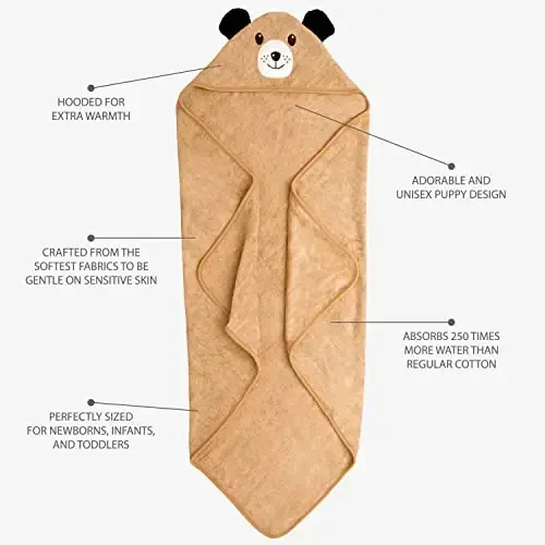 Hooded Baby Towels for Newborn & Toddler - Super Soft Baby Bath Towels with Hood, Highly Absorbent Viscose Made from Bamboo Hooded Towel for Boys, Girls, Newborn Essentials. - 6