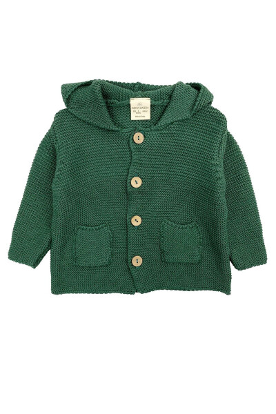 Hooded Basic Knit Baby Cardigan Green - 15