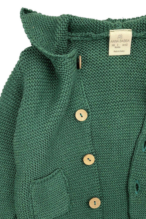 Hooded Basic Knit Baby Cardigan Green - 16