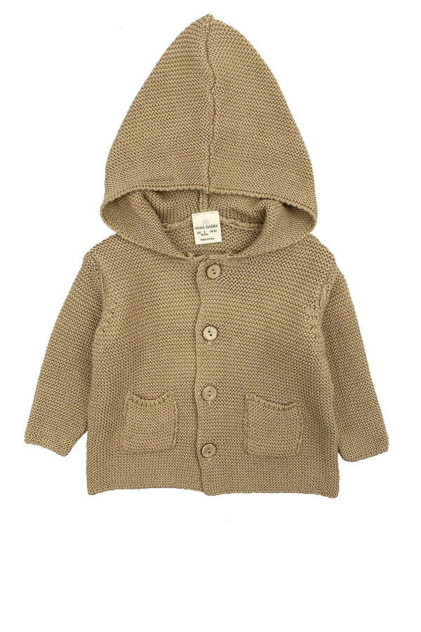 Hooded Basic Knit Baby Cardigan Milk Coffee - 10