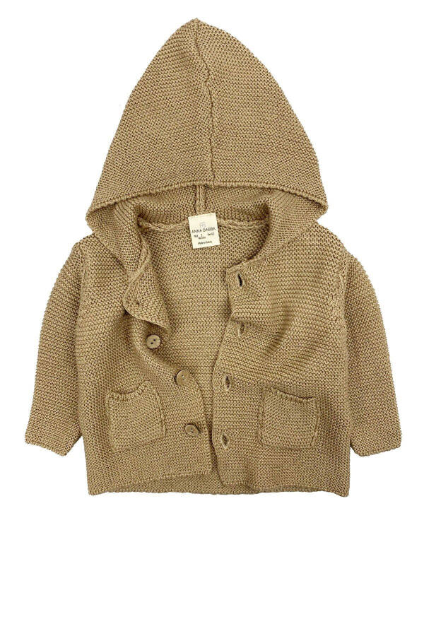 Hooded Basic Knit Baby Cardigan Milk Coffee - 11