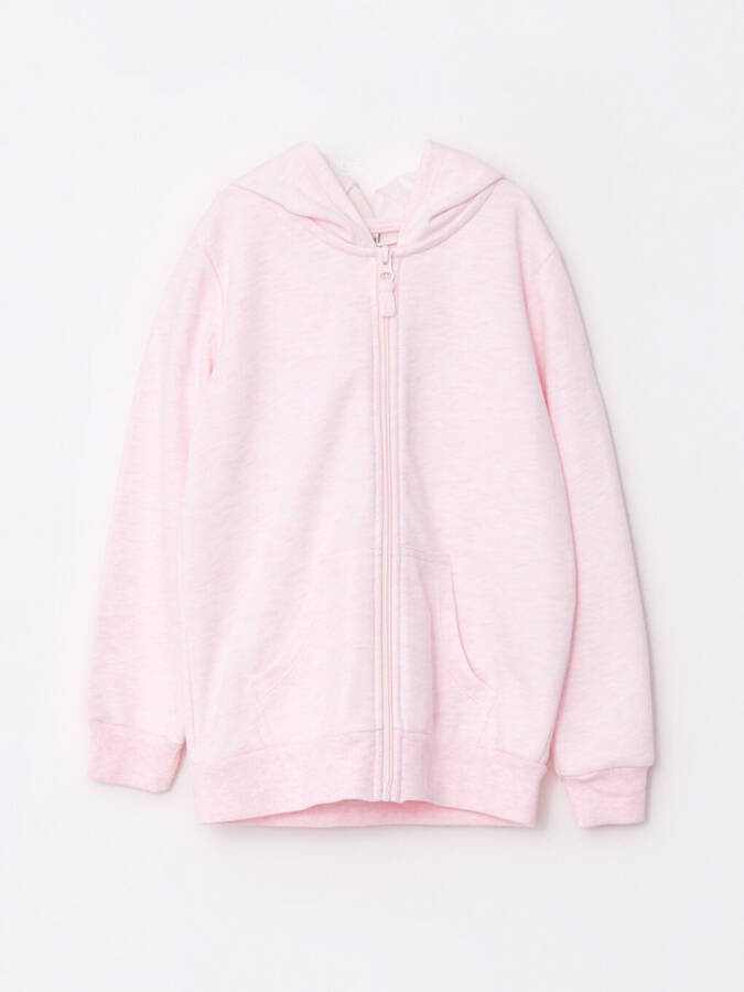 Hooded Basic Long Sleeve Girls Zip-Up Sweatshirt - 5