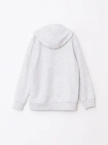 Hooded Basic Long Sleeve Girls Zippered Sweatshirt-Gray - 2