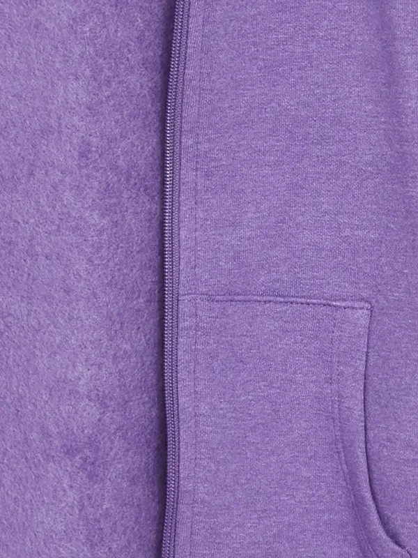 Hooded Basic Long Sleeve Girls Zippered Sweatshirt-Purple - 3