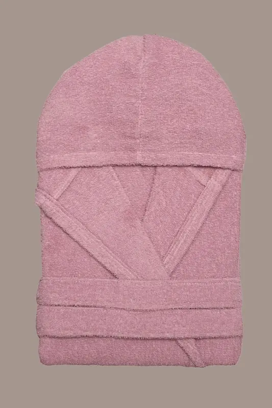 Hooded Bathrobe - Women & Men | 100% Cotton | Durable | Quick Dry | Soft Comfort - Pink - 3