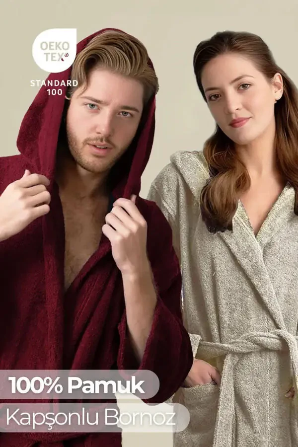 Hooded Bathrobe - Women & Men | 100% Cotton | Durable | Quick Drying | Soft Comfort - 1