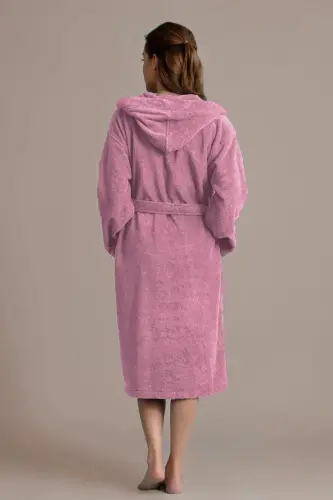 Hooded Bathrobe - Women's & Men's | 100% Cotton | Durable | Quick Dry | Ultra-Soft Comfort - Pink - 2