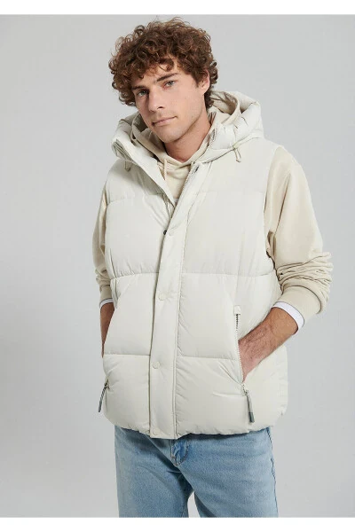Hooded Beige Puffer Vest Regular Fit 0110306-70134 - 2