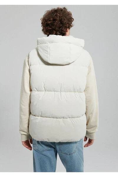Hooded Beige Puffer Vest Regular Fit 0110306-70134 - 4