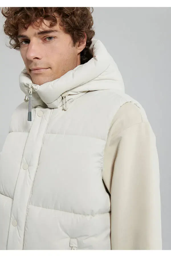 Hooded Beige Puffer Vest Regular Fit 0110306-70134 - 6