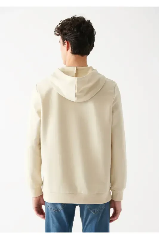 Hooded Beige Sweatshirt 8806270322-Beige - 3