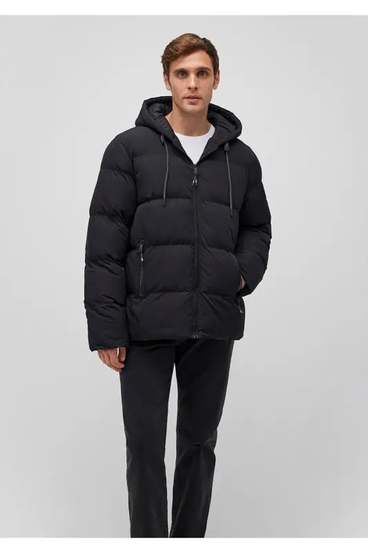 Hooded Black Puffer Jacket 0110349-900 - 1
