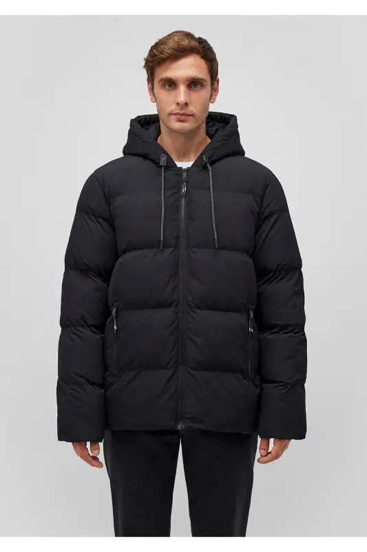 Hooded Black Puffer Jacket 0110349-900 - 2