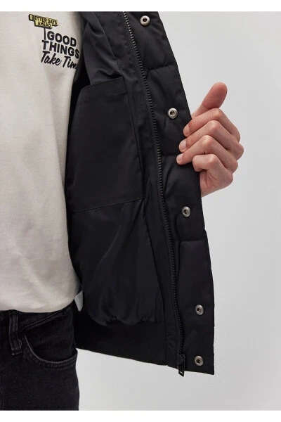 Hooded Black Puffer Jacket 0110395-900 - 6