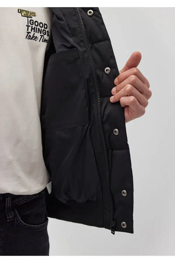 Hooded Black Puffer Jacket 0110395-900 - 6