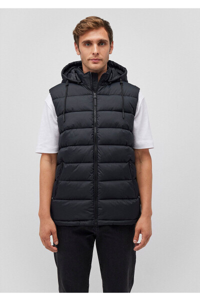 Hooded Black Puffer Vest Regular Fit 010442-900 - 11