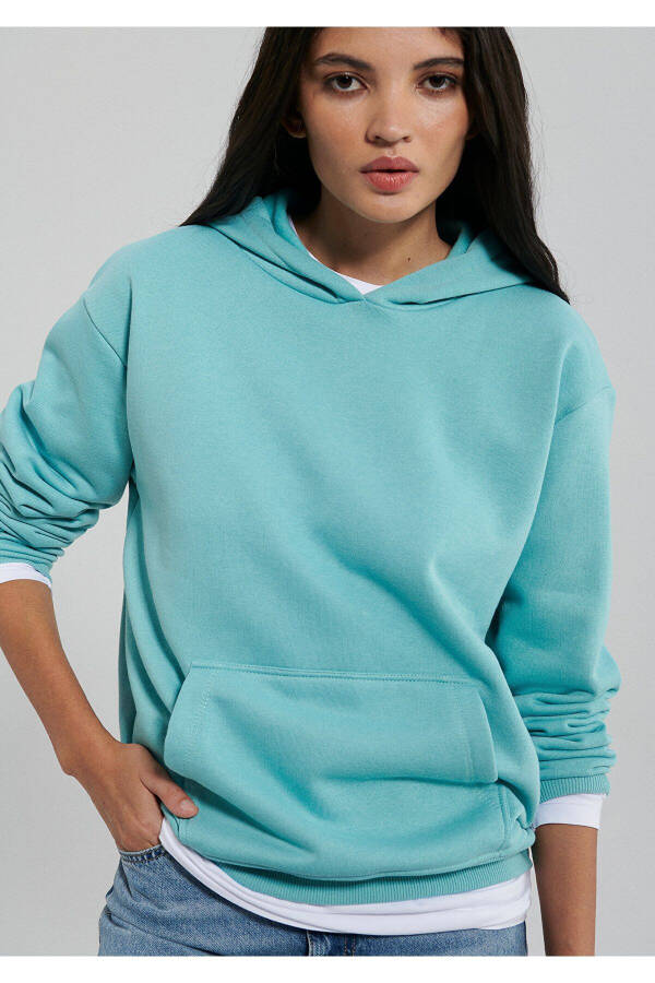 Hooded Blue Basic Sweatshirt 167299-71463 - 7