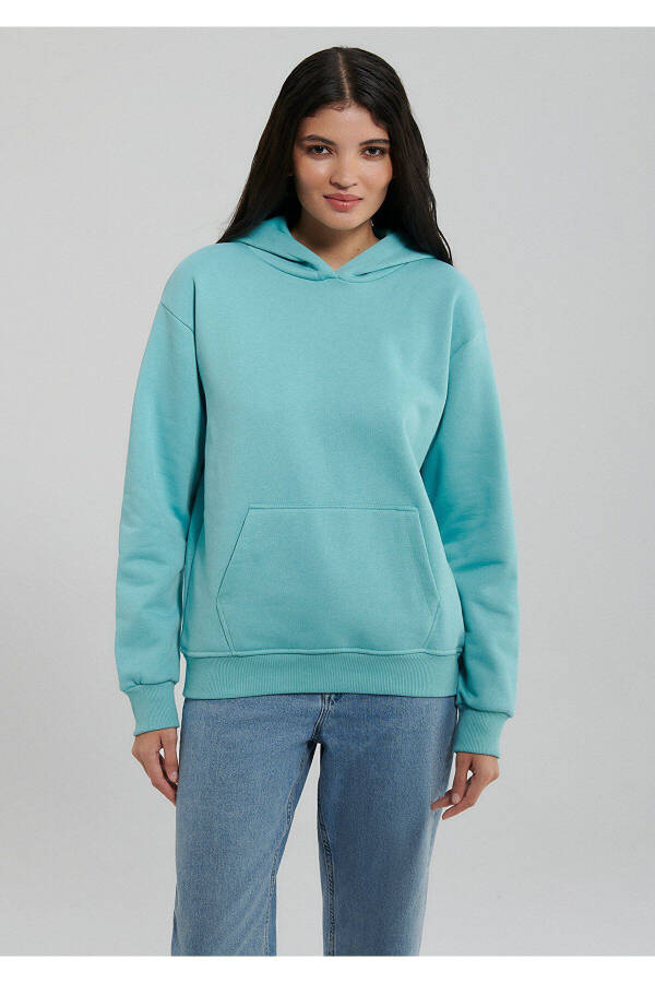 Hooded Blue Basic Sweatshirt 167299-71463 - 8